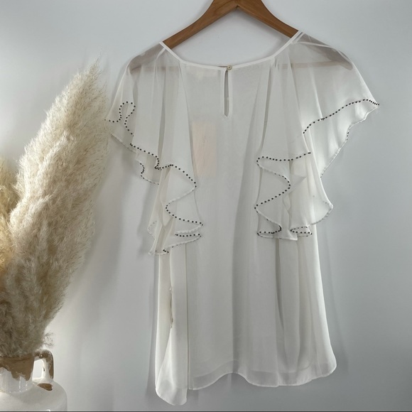 two by vince camuto new ivory star power top flutter studded sleeves. - Picture 2 of 11